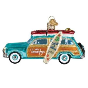 Old World Christmas THE BEACH BOYS SURFIN' WOODY (38090) Glass Orn. w/OWC Box - Picture 1 of 4