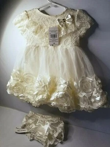 Nannette 2 Piece Ivory Gold Dress for Baby Girl 12 Month Outfit Set Any Event - Picture 1 of 12