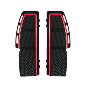 Black Red Diamond Cut Rider Floorboards For Harley Touring Softail 96-17 - Picture 1 of 5