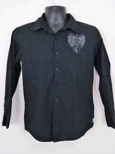 Men's Buffalo David Bitton L Cotton L/S Black Design Front Left & Back L13 - Picture 1 of 7