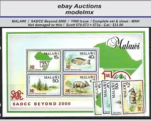 Malawi, 1990 Issue - SADCC Beyond 2000, Scott #570-573a, MNH - Cat.$33.00 - Picture 1 of 1