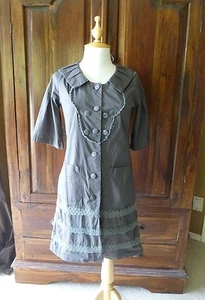 MARNI gray button up dress with collar & pockets lace accent size XS or S - Picture 1 of 8