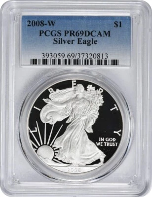 2008-W American Silver Eagle Dollar PR69DCAM PCGS Proof 69 Deep Cameo - Image 1 of 2