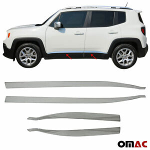 For Jeep Renegade 2015-2022 Chrome Side Door Streamer Trim Cover S.Steel 4 Pcs