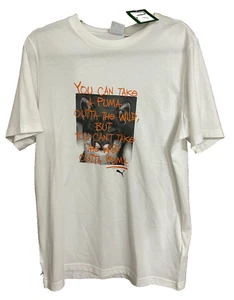 Puma Cat Graphic Crew Neck Short Sleeve T-Shirt Mens White Size Medium NWT - Picture 1 of 5
