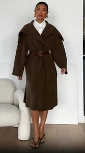 Zara Mantel weites Revers 100% Wolle Khaki Dunkelgrün S L Small Large 2893/172 Neu - Bild 1 von 16