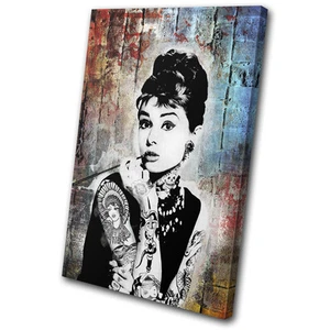 Audrey Hepburn Iconic Celebrities SINGLE CANVAS WALL ART Picture Print - Picture 1 of 1