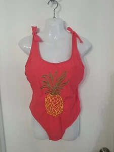 Sugar Coast by Lolli Swim Suit Coral Pineapple Swimsuit Bathing Suit Size L - Picture 1 of 4