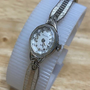 VTG Bulova Lady 23J 10k RGP 3 Real Diamonds Cocktail Hand-Wind Mechanical Watch - Picture 1 of 5