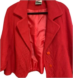 Vintage CarraigDonn rot 100% Schurwolle Capelet Zopfmuster Damen Schal Irland - Bild 1 von 14