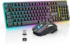 Wireless Gaming Keyboard and Mouse Rainbow LED 87 Key for PC MAC Laptop PS4 Xbox