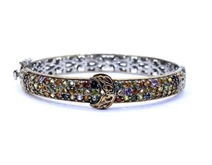 MICHAEL VALITUTTI NH Multi Color SAPPHIRE 925 Silver Belt BUCKLE Bangle Bracelet - Picture 1 of 8
