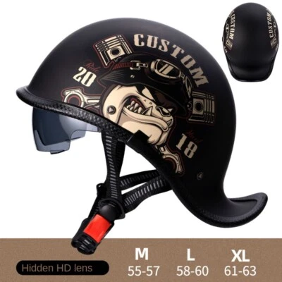Motorcycle Half Helmet With Visor Open Face Retro Motorcycle Helmets DOT Approve - Image 1 of 4