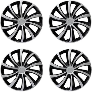 Black and silver wheel rim cover for R16 HubCaps for Volkswagen Beetle Tiguan - Picture 1 of 9