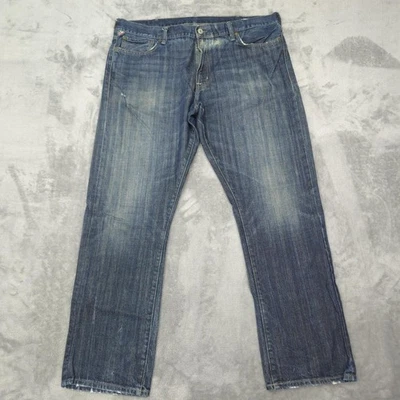 Pantalones de mezclilla Ralph Lauren para hombre 40x32 azules rectos desgastados deshilachados Foto 1 de 4