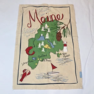LL Bean State of Maine Mapa Plato de Té Toalla Paño Langosta Faro Pan de Azúcar - Imagen 1 de 10