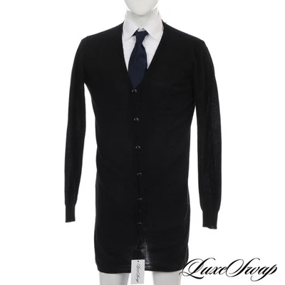 Suéter Cárdigan Largo Fino Rick Owens Vicious SS14 Suave Negro Sensación Cachemira Sin Reserva Foto 1 de 4