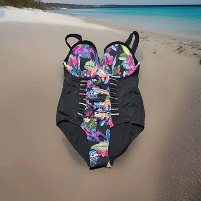 Trajes de baño para todos talla 18 celosía floral traje de baño de una pieza sujetador con aros natación Foto 1 de 4