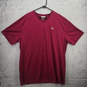 Camicia Lacoste uomo 2XLT rosso bordeaux scollo a V camicia cotone pima nuova con etichetta TH7512 51 476 - Foto 1 di 13