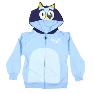 Bluey Hoodie Kids 3D Ears Embroidered Long Sleeve Zip Up Costume Sweatshirt (S) - Picture 1 of 3