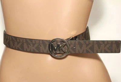 MICHAEL KORS Reversible Fashion Belt - Silver MK Buckle SIZE S/M - 39" long - Image 1 of 4