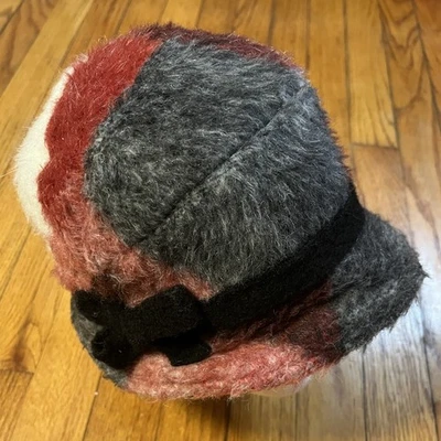 Sombrero de mujer Creativa VirginWool Mohair vintage a cuadros hecho en Italia rojo negro lazo Foto 1 de 4