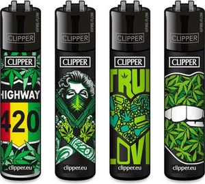 4er Set Clipper Reibrad Feuerzeuge – 420 Mix #1 | Original, nachfüllbar &amp; l - Bild 1 von 2