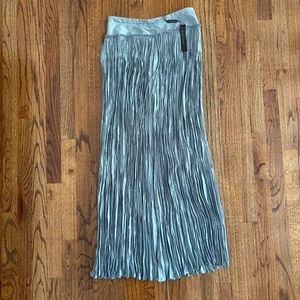 Maxi gonna lunga Elie Tahari SADIE plissettata in crepe con coulisse Rainstorm taglia 4 nuova con etichetta - Foto 1 di 8