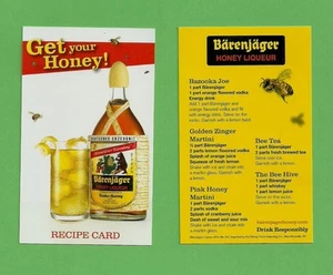 Tarjeta de Receta Barenjager By Jagermeister Bazooka Joe Golden Zinger Bee Tea Hive - Imagen 1 de 1