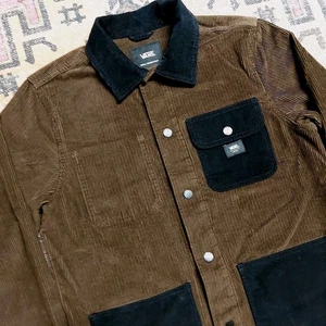 Small VANS Chore Jacket Mens Drill Coat Brown Corduroy Shacket Cord Skate UK S - Picture 1 of 13