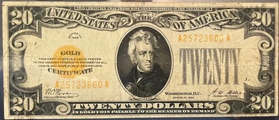 1928 $20 GOLD CERTIFICATE US BANK NOTE  FR#2402  *3600 - Image 1 of 4