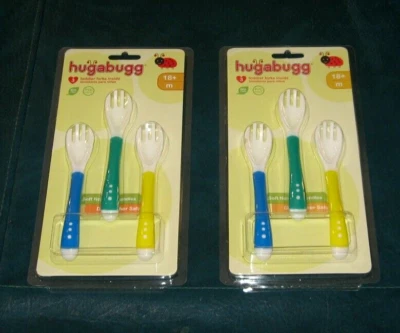 Lote de (2) NUEVO Juego de horquillas de 3 piezas Hugabugg para niños pequeños - Utensilios de alimentación (total de 6) Foto 1 de 4