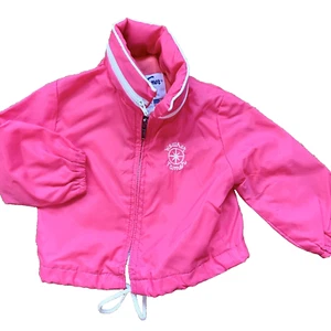 Weather Tamer Wind Breaker Jacket Pink Baby 90s Vintage Hidden Hood Sz 12 months - Picture 1 of 10