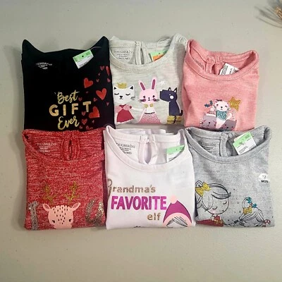 Lote De 6 Camisetas Toughskins Niñas Manga Larga Paquete Talla 12 Meses Foto 1 de 4