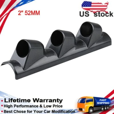Auto Gauge pod 2" 52mm Universal Carbon Fiber A Pillar Pod 3 Holes Gauge Holder - Image 1 of 4