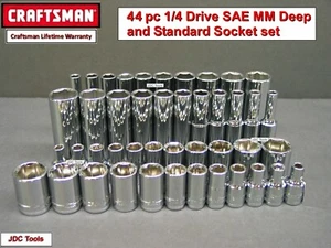 CRAFTSMAN TOOLS 44 pc Standard and Deep 1/4 SAE METRIC 6pt socket set 47 46 45 s - Picture 1 of 1