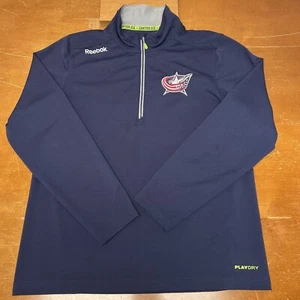 Columbus Blue Jackets Sweater Mens Medium Blue 1/4 Zip Pullover Center Ice NHL - Picture 1 of 15