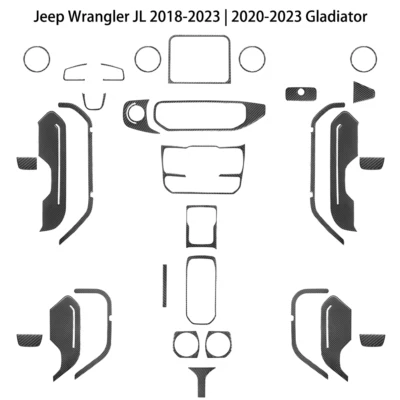 Kit de cubierta interior completo de fibra de carbono de 31 piezas para Jeep Wrangler JL Gladiator Foto 1 de 4