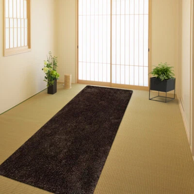 Eco-Friendly Hand Tufted Shag Polyester Runner Rug Solid Silver White BBH - Image 1 of 4