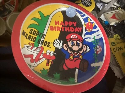 VTG SUPER MARIO BROS Paper Plates Birthday Party Supplies Nintendo NES - Image 1 of 2