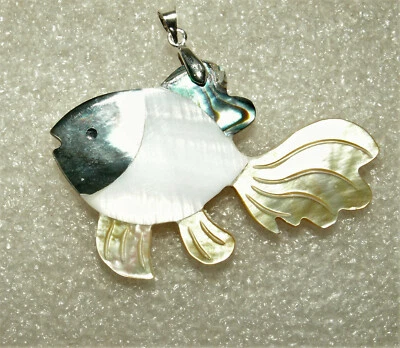 ABALONE MUSCHEL  Anhänger: FISCH     EINZIGARTIG/NEU! - Bild 1 von 2