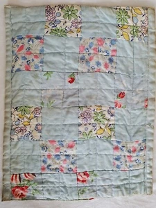 Vintage Mid Century Ginny Patchwork Doll Quilt 9x7 in 1950s Fabric - Picture 1 of 6