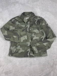 Abercrombie Kids Girls Camo Jacket Sz 11/12 Snap Button Up W/ Pockets - Picture 1 of 17