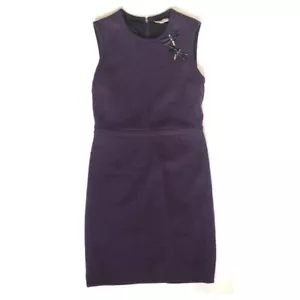 Tory Burch Women's Eggplant Aubergine Sheath Lined Wool Sheath Dress SIZE M - Picture 1 of 7