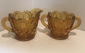 Vintage LE Smith Mond & Sterne Braunglas Milchkännchen & Zuckerdose Geschirr Set MCM - Bild 1 von 3