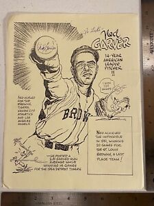 Ned Garver ~ MLB Tigers Browns Athletics ~ Signed Illustration / Bio Sheet s3
