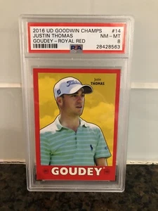 2016 Upper Deck Goodwin Champs Justin Thomas Goudey - Royal Red PSA 8 NM-MT #14 - Picture 1 of 2