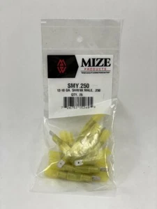 Tapón de pala macho reductor de calor sin aislamiento amarillo Mize 25 piezas talla 12-10 GA .250 - Imagen 1 de 2