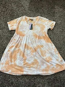 Para mujeres Mangas Cortas Babydoll Sudadera Vestido - Fábula Salvaje Naranja Tie-Dye XS - Imagen 1 de 4