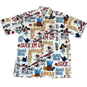 Camisa Go Barefoot Pidgin Inglesa Blanca Aloha Talla Mediana - Imagen 1 de 6